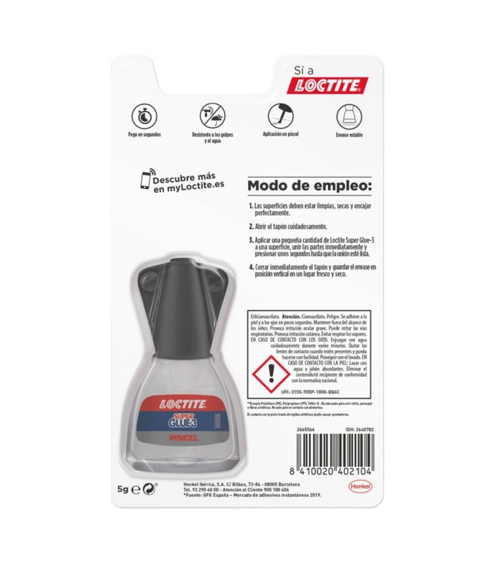 Loctite Super Glue-3 Liquido Pincel 5 g | Adhesivos, Pegamentos y